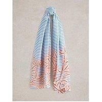 White Stuff Suki Linear Leaf Print Scarf