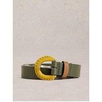 White Stuff Woven Buckle Belt - Green
