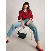 White Stuff Textured V Neck Jumper - Red