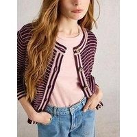 White Stuff Charlotte Stripe Cardigan - Purple