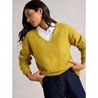 White Stuff Textured V Neck Jumper - Yellow