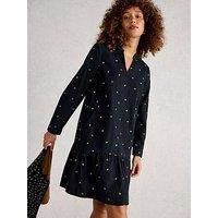 White Stuff Daria Cord Embroidered Dress - Black