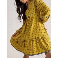 White Stuff Orla Embroidered Dress - Yellow