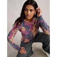 White Stuff Jodie Printed Jumper - Navy