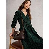 White Stuff Lucy Embroidered Cord Dress - Green