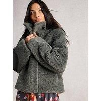 White Stuff Adley Reversible Borg Jacket - Grey