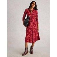 White Stuff Rua Sparkle Jersey Shirt Dress - Red