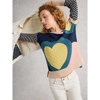 White Stuff Olive Heart Jumper - Pink