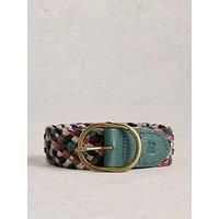 White Stuff Leather Weave Belt - Green