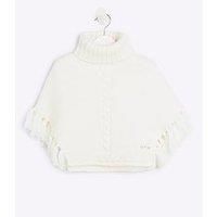 River Island Mini Mini Girls Roll Neck Knitted Poncho - Cream