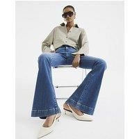 River Island High Waisted Tummy Hold Flared Jeans - Blue