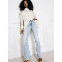 River Island High Rise Tummy Hold Flare Jeans - Blue
