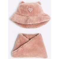 River Island Mini Mini Girl Bucket Hat And Snood Set - Pink