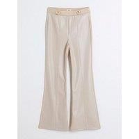 River Island Girls Faux Leather Kickflare Trousers - Beige