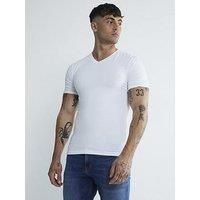 River Island Mens T-Shirt 3 Pack Mixed Colours Muscle Fit V-Neck T Shirt Tee Top