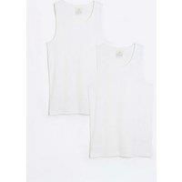 River Island Muscle Fit Ribbed Vest Set - White