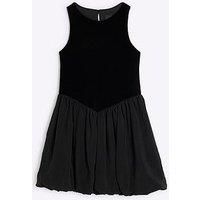 River Island Girls Velour Bubble Hem Dress - Black