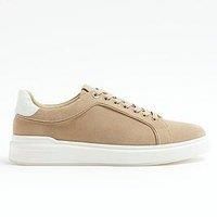 River Island Suede Lace Up Trainer - Beige