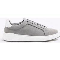 River Island Suede Lace Up Trainer - Grey