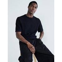 River Island Short Sleeve Pointelle Mesh T-Shirt - Black