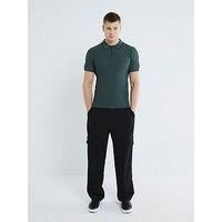 River Island Muscle Fit Textured Knitted Tipped Polo Shirt - Dark Green