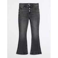 River Island Girls Denim Button Front Flared Jeans - Black