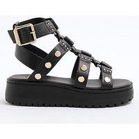 River Island Girls Stud Gladiator Sandals - Black