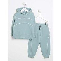 River Island Mini Mini Boys Piped Tracksuit Set - Ice Blue