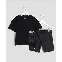 River Island Mini Boys Mesh Pocket T-Shirt Set - Black - Black