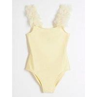 River Island Girls 3D Flower Swimsuit - Lemon - Yellow
