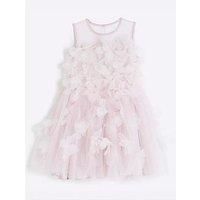 River Island Girls Rose Embellished Bridesmaid Flower Girl Dress - Pink