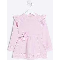 River Island Mini Mini Girls Flower Corsage Knit Dress - Pink