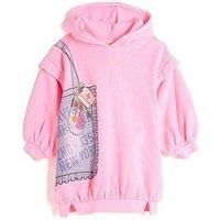 River Island Mini Mini Girls Hooded Bag Sweatshirt Dress - Pink