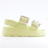 River Island Mini Girls Double Buckle Sandals - Lime Green