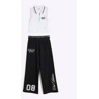 River Island Girls Graffiti Sleeveless Polo Set - Black