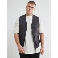 River Island Multi Pocket Padded Gilet - Dark Grey