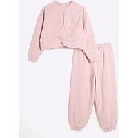 River Island Girls Twist Sweatshirt Set - Pastel Pink