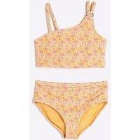 River Island Girls Glitter Palm Print Bikini Set - Orange