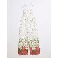 River Island Girls Tropical Palm Beach Jumpsuit - Cream
