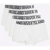 River Island 4 Pack Contrast Waistband Trunks - White