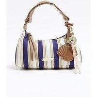 River Island Canvas Striped Charm Shoulder Bag