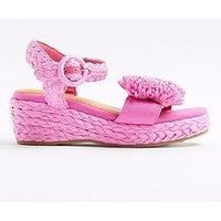 River Island Older Girl Raffia Wedge Sandals - Pink