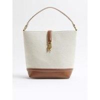 River Island Canvas Lock Bucket Bag