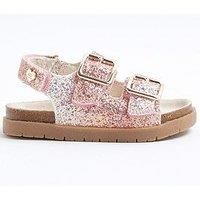 River Island Mini Girls Glitter Ombre Footbed Sandals - Pink