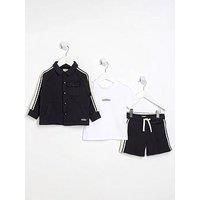 River Island Mini Mini Boys Taped Shorts Set 3 Piece Set - Navy