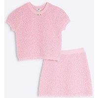 River Island Girls T-Shirt And A-Line Skirt Set - Pink