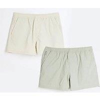 River Island Beige Pack Of 2 Swim Shorts