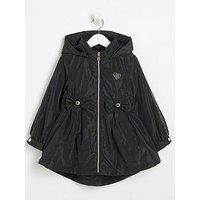 River Island Mini Mini Girls Cinched Waist Frill Raincoat - Black