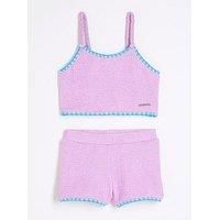 River Island Mini Mini Girls Textured Bikini Top Set - Purple
