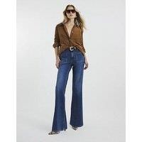 River Island Denim High Rise Relaxed Flare Jeans